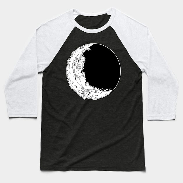 lady of the moon Baseball T-Shirt by Mauro_t_shirts